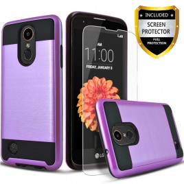 LG K20 Plus, LG K20 V, LG V5, LG K10 2017 Case, 2-Piece Style Hybrid Shockproof Hard Case Cover with [Premium Screen Protector] Hybird Shockproof And Circlemalls Stylus Pen (Purple)